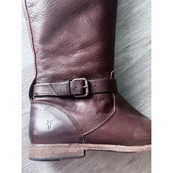 FRYE dark chocolate brown 100% leather knee high Phillip equestrian riding boots - Picture 6 of 16